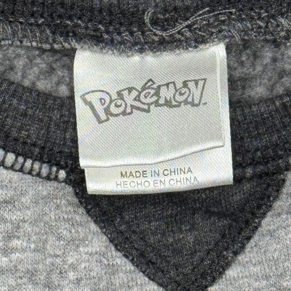 Vtg 90s Pokemon Pikachu Sweatshirt Boys Sz XS Gray Black Raglan Crewneck Graphic - Picture 3 of 7